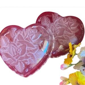 Home Beautiful Rose Pearls Glass Covered Heart Dish- Original Box WY001/…